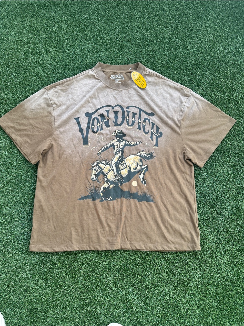 Von Dutch Brown Cowboy Graphic Tee - Men's Short Sleeve Shirt